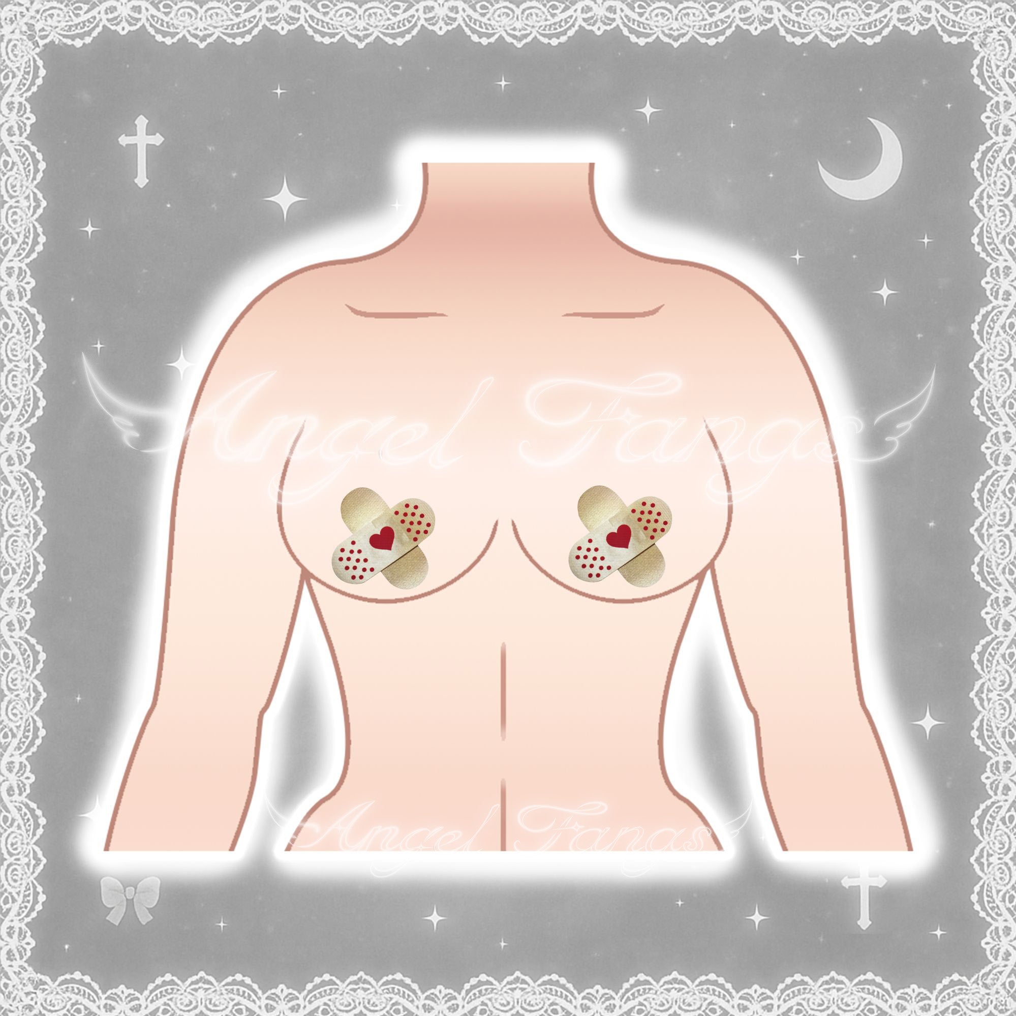 Bond Cross Red Heart Nipple Covers Sticker Pair