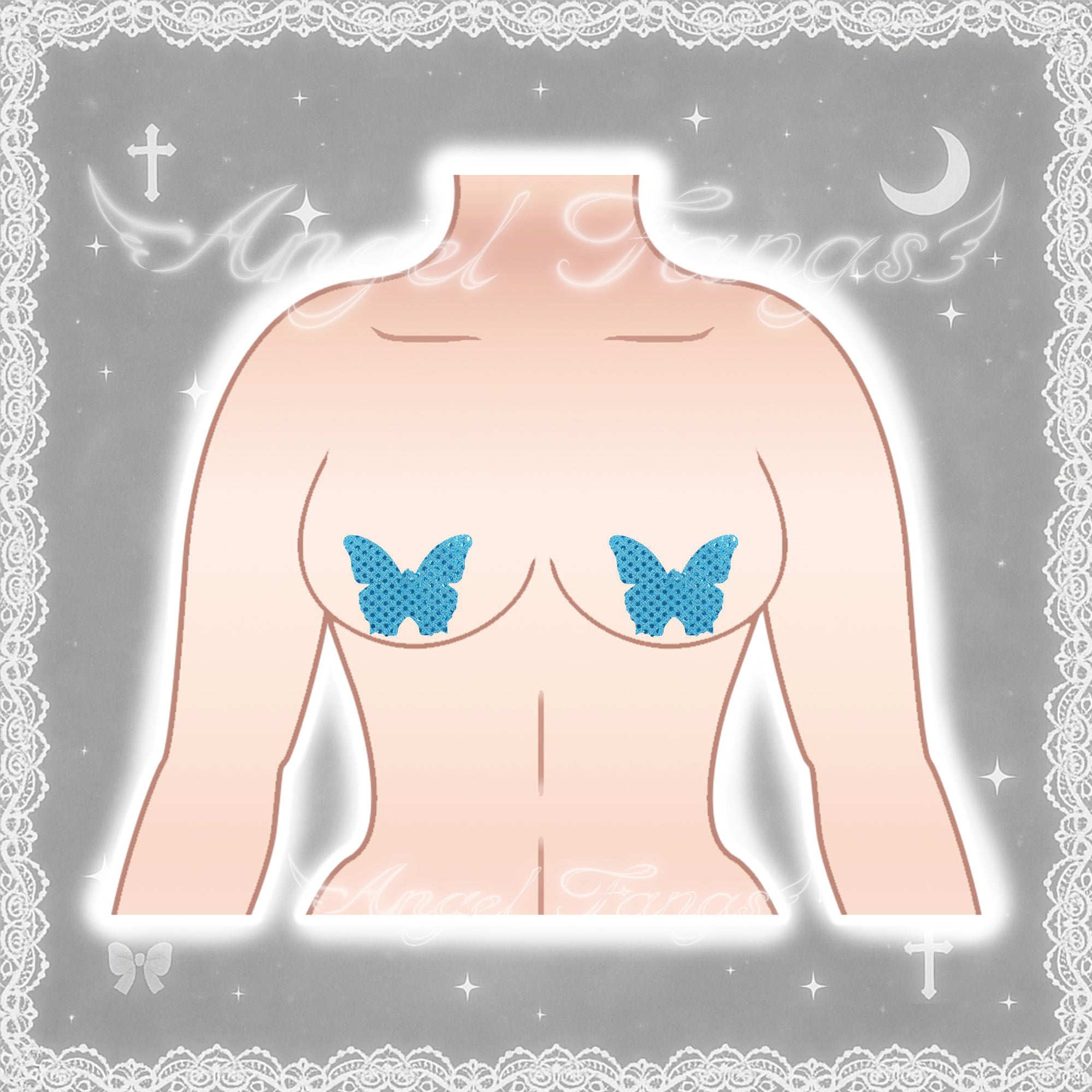 Blue Butterfly Diamond Nipple Covers Sticker Pair