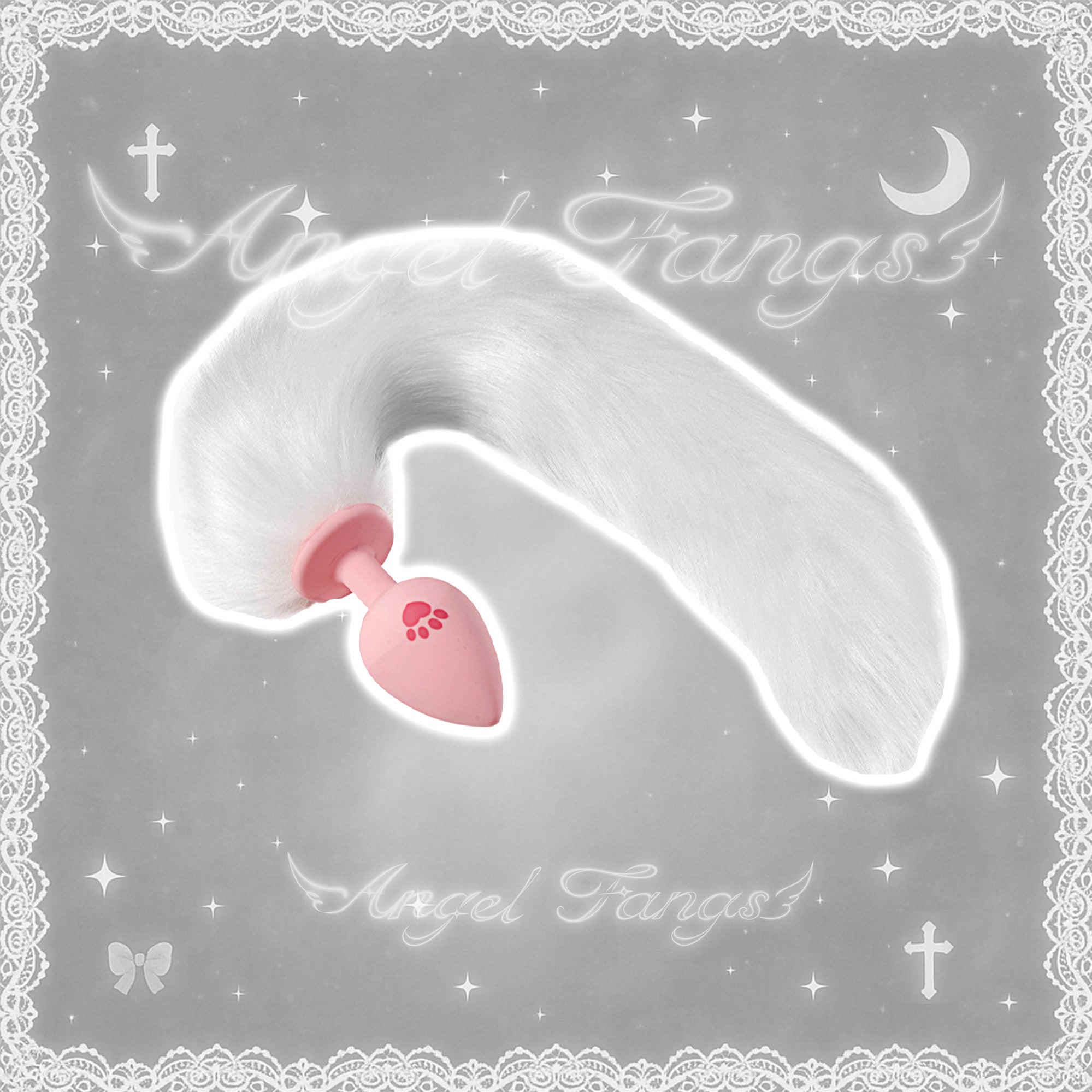 Pink Kitty Paws Plush Long Tail Butt Plug
