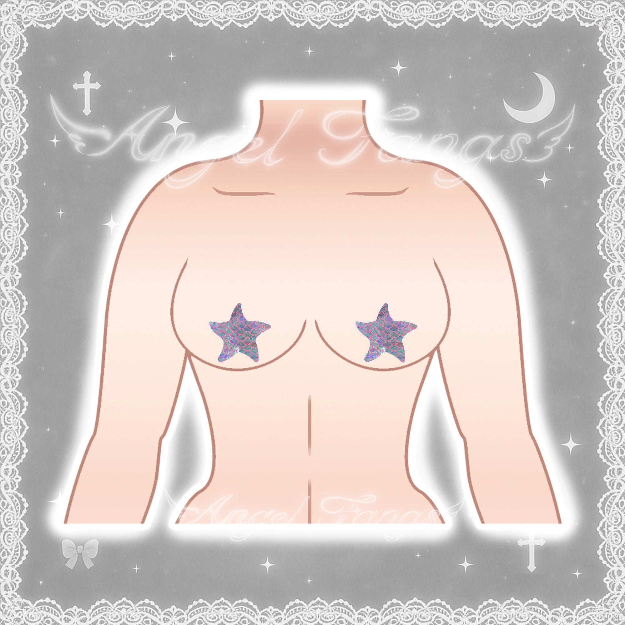 Mermaid Star Seashell Nipple Covers Sticker Pair