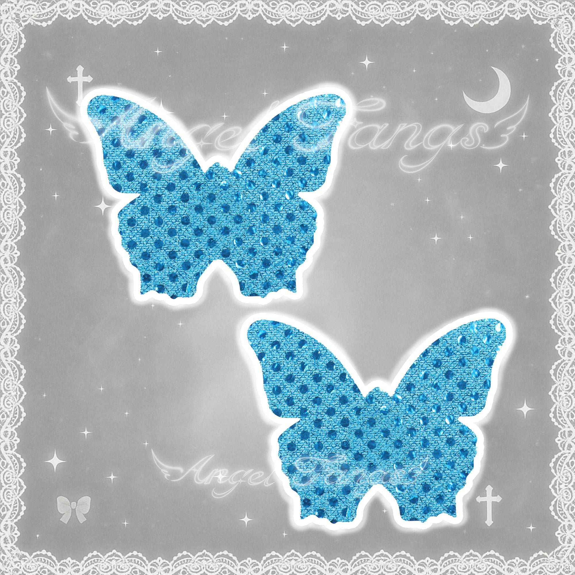 Blue Butterfly Diamond Nipple Covers Sticker Pair