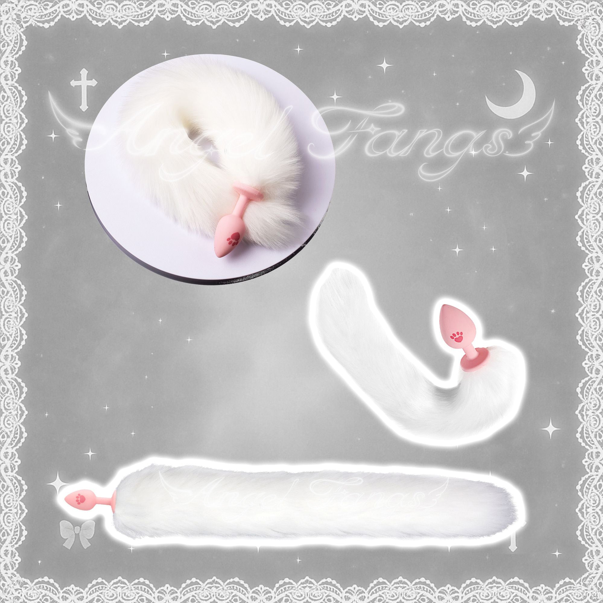 Pink Kitty Paws Plush Long Tail Butt Plug