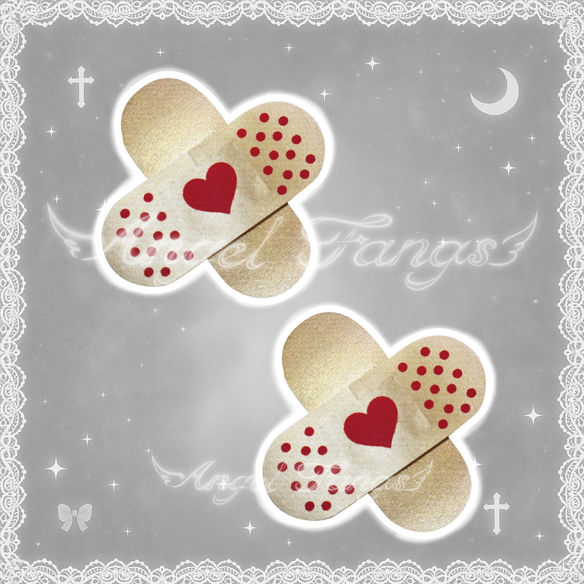 Bond Cross Red Heart Nipple Covers Sticker Pair