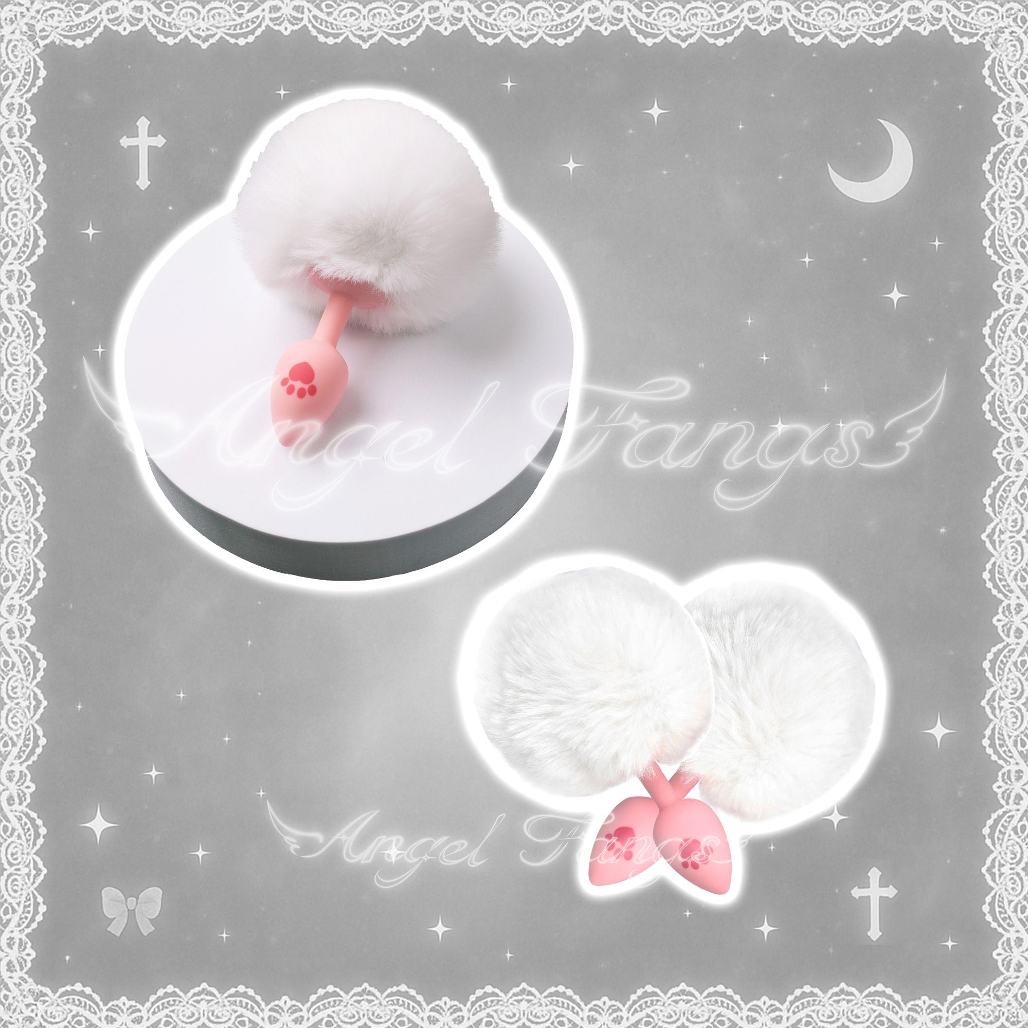 Pink Kitty Paws Plush Ball Tail Butt Plug