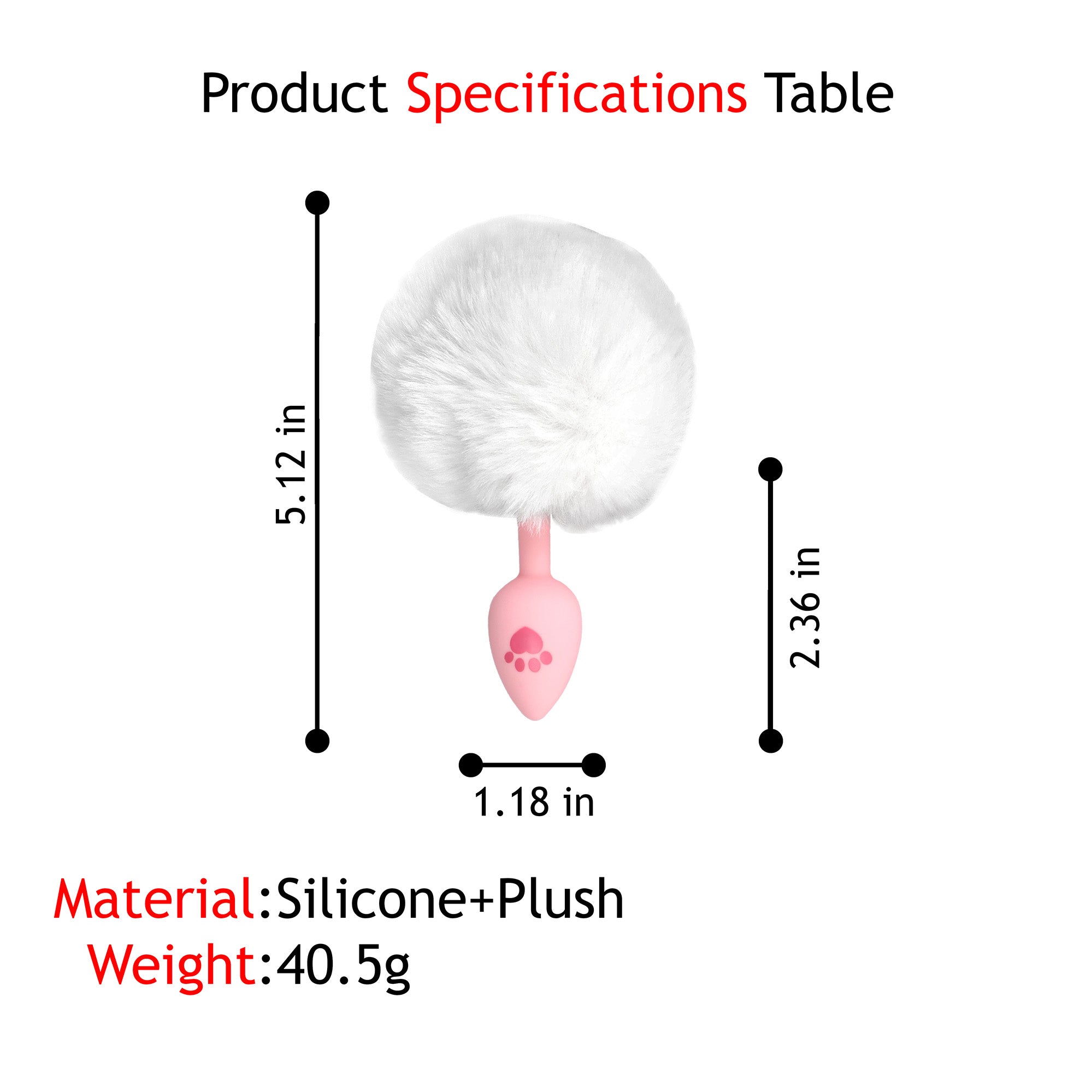 Pink Kitty Paws Plush Ball Tail Butt Plug