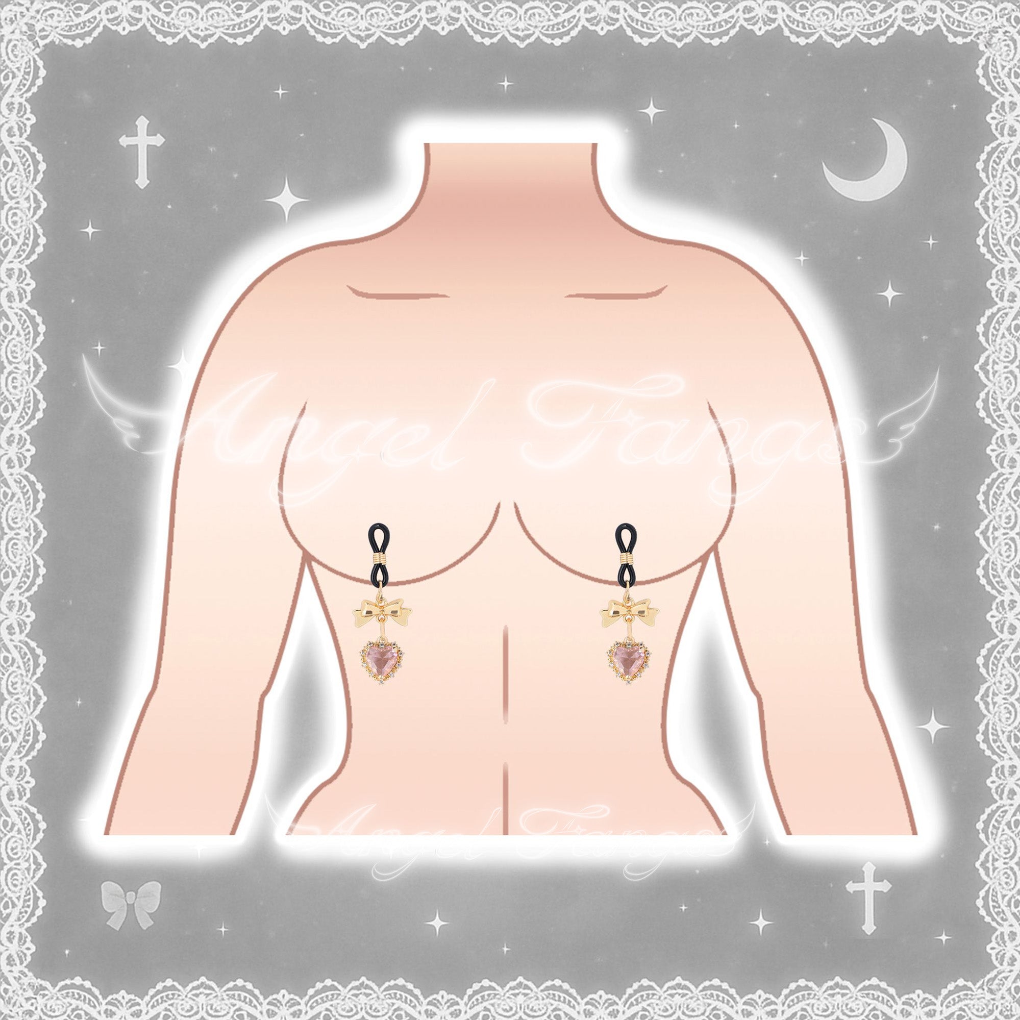 Glam Bow & Heart Crystal & Butterfly Bow Nipple Jewelry