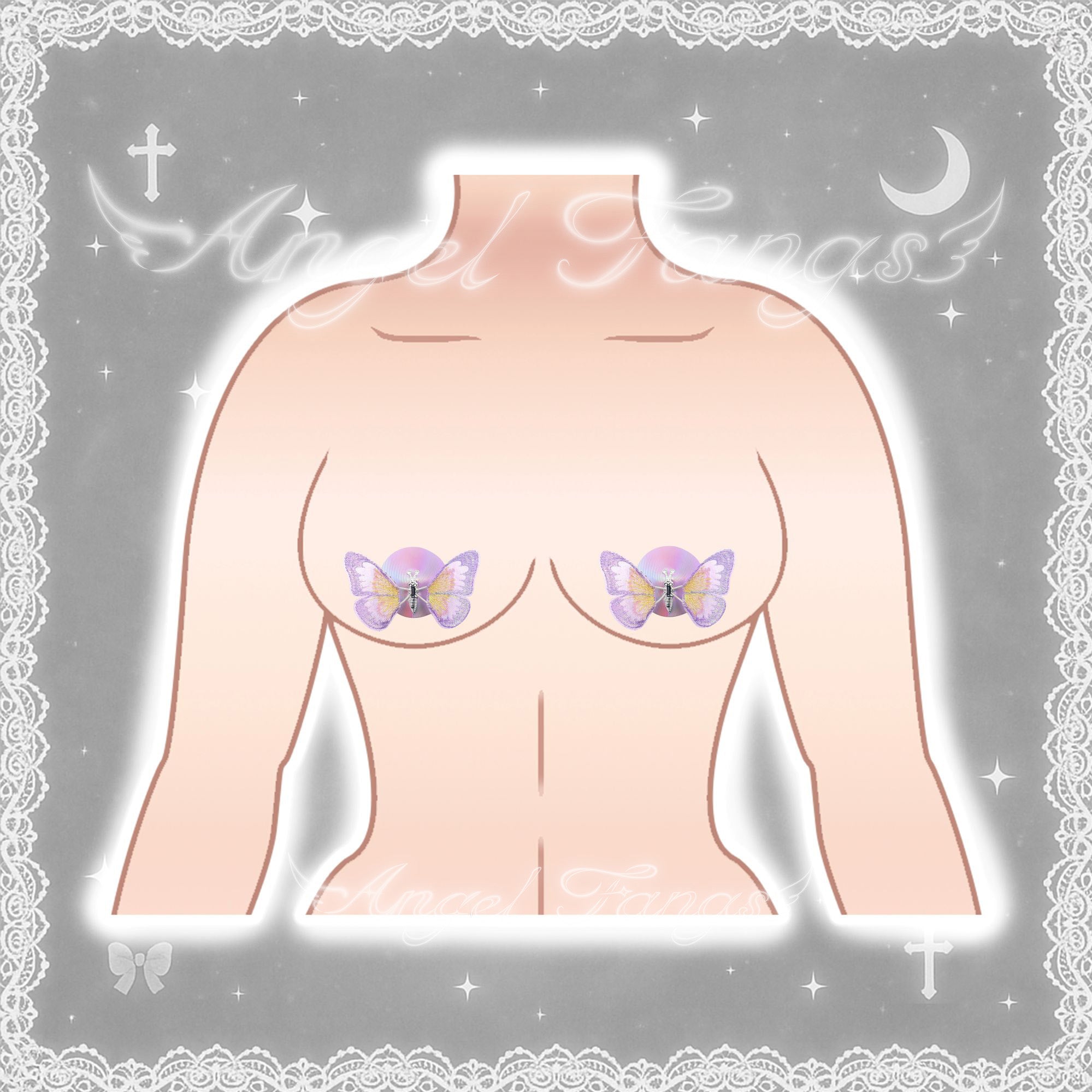 Aurora Violet Butterfly Nipple Covers Sticker Pair – Washable & Teusable