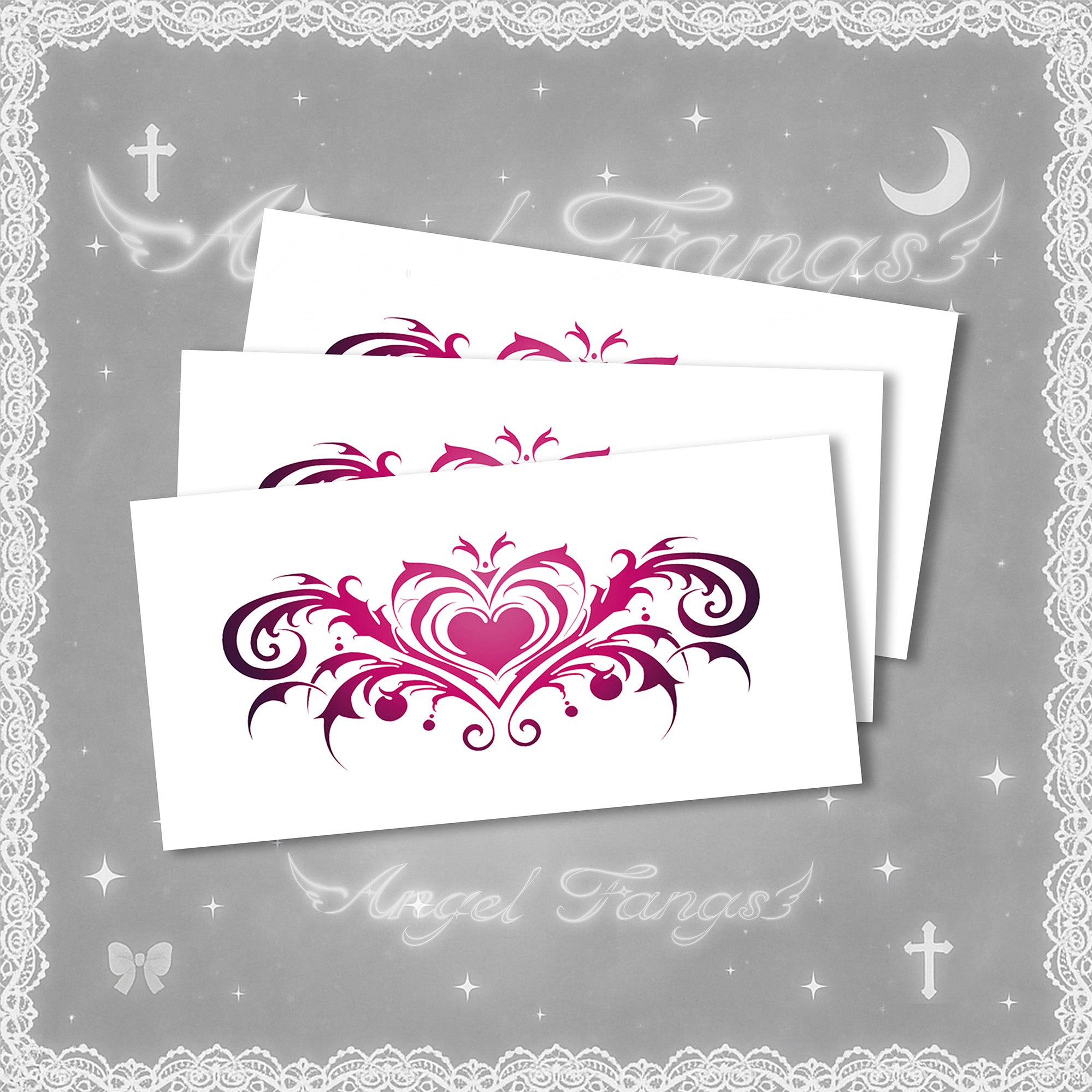 Succubus Heart Pink Temptation Tattoo Sticker - 2 Pcs