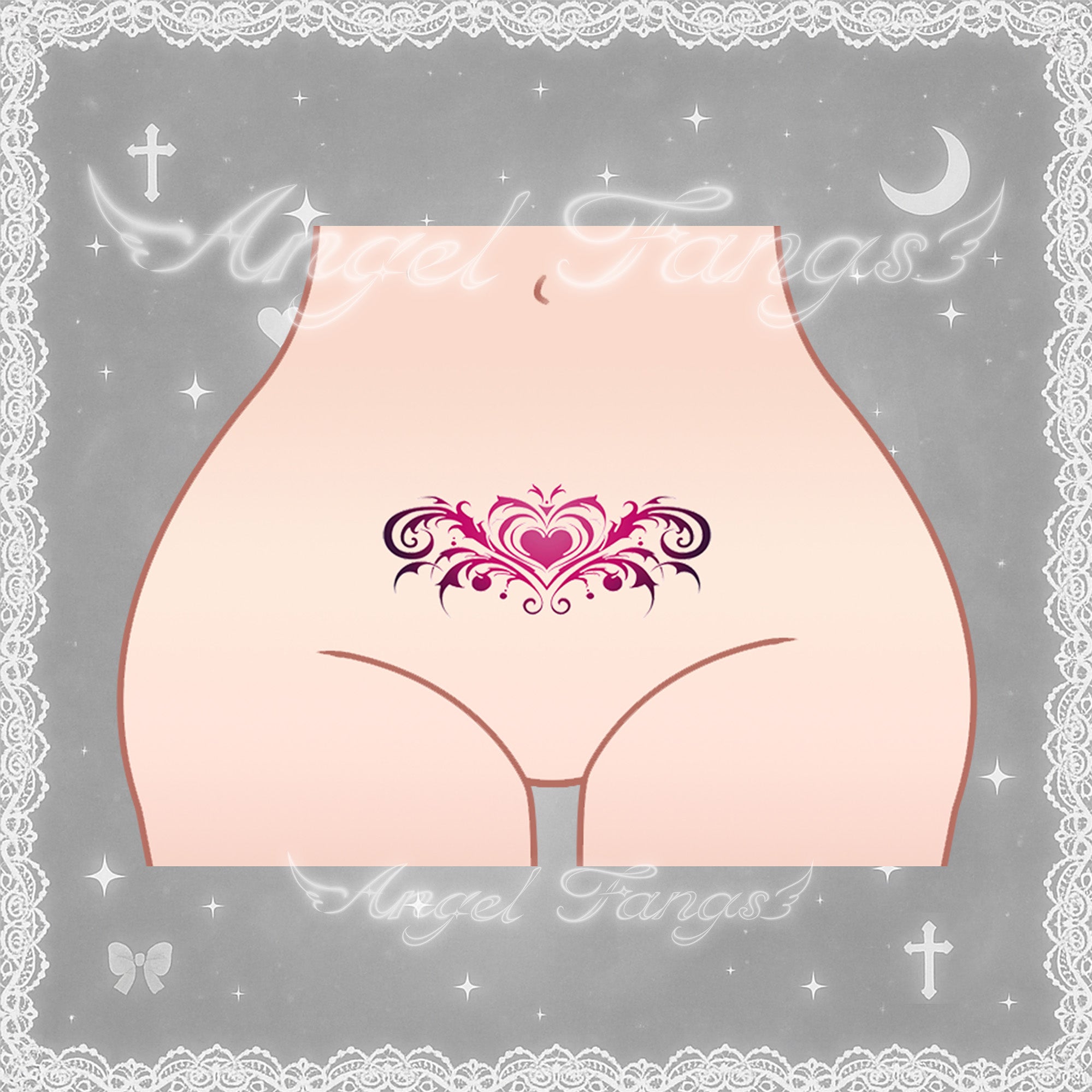 Succubus Heart Pink Temptation Tattoo Sticker - 2 Pcs