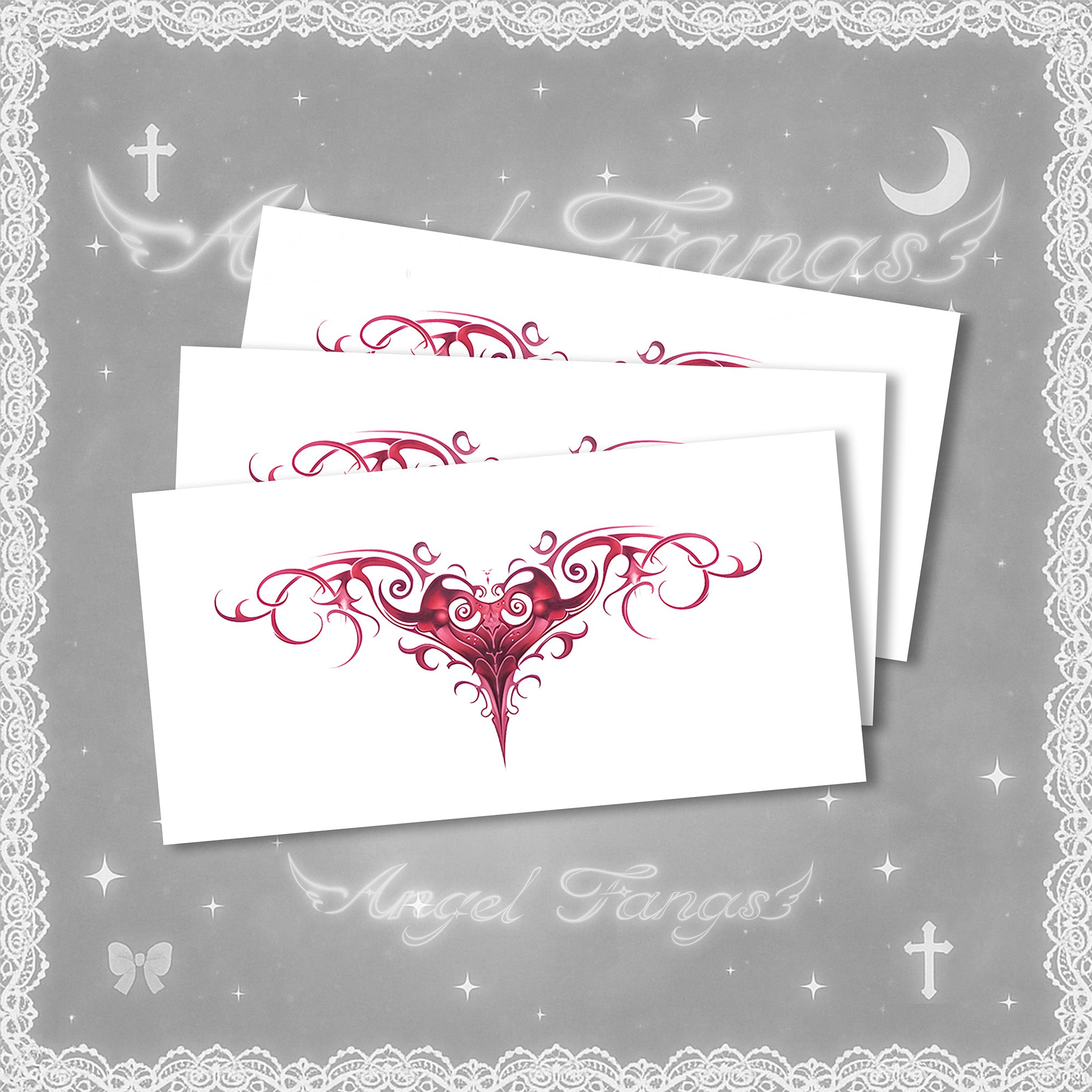 Succubus Heart  Rose Thorns Tattoo Sticker – 2 Pcs