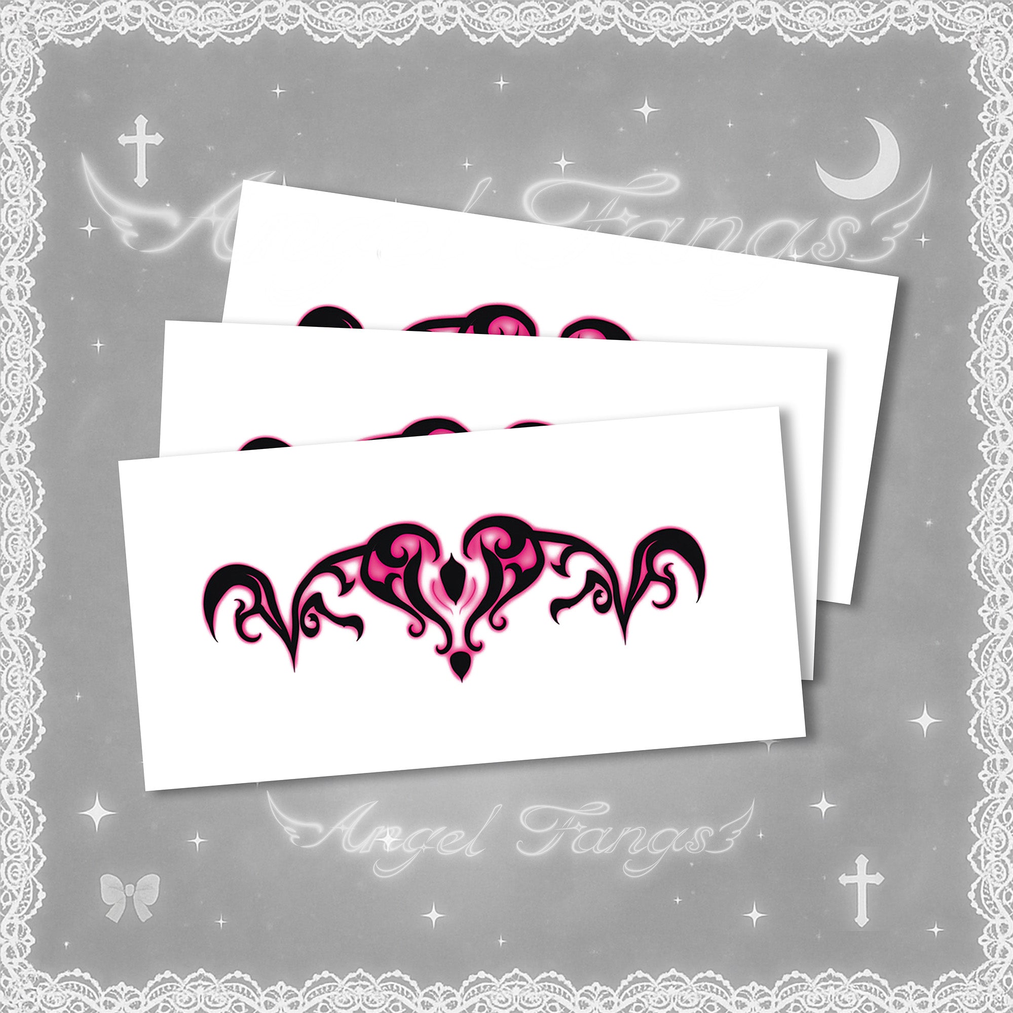 Succubus Black & Red Wing Curves Tattoo Sticker – 2 Pcs