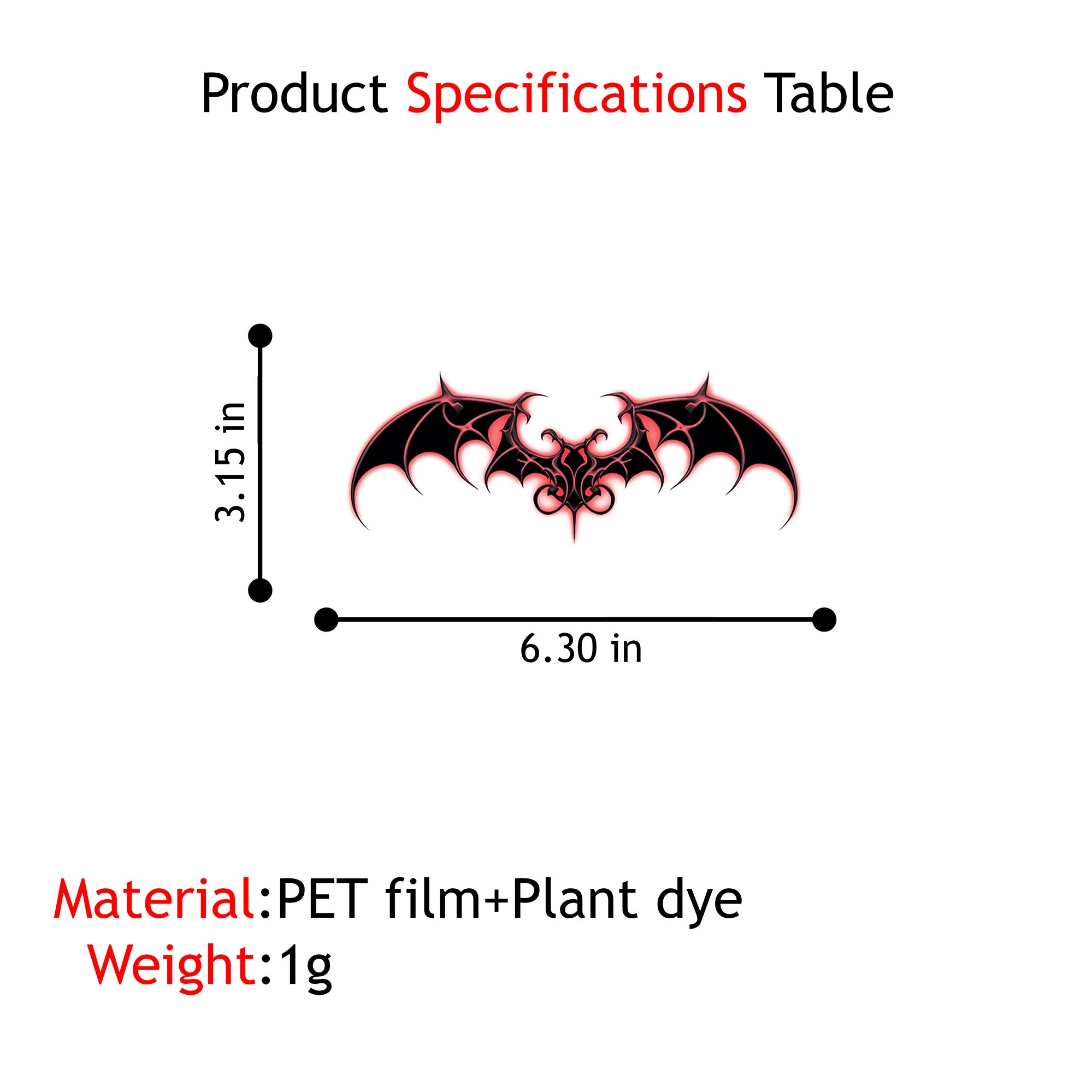 Succubus Dark Bat Wings Tattoo Sticker – 2 Pcs