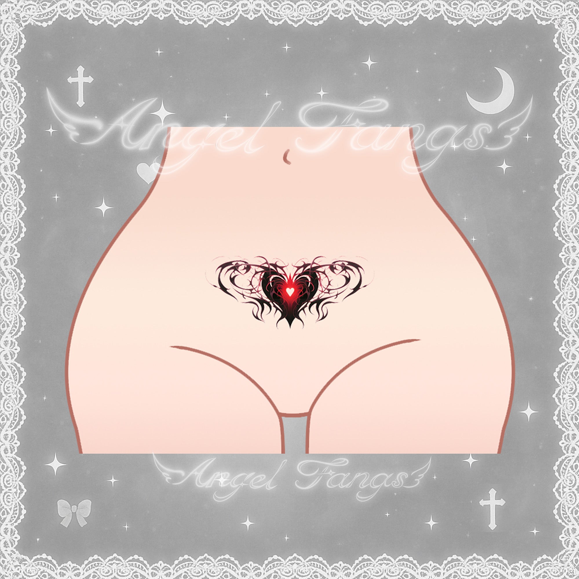 Succubus Heart Black and Red Tattoo Sticker - 2 Pcs