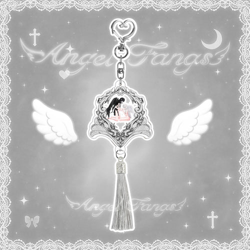 Angel & Demon Encounter Acrylic Pendant with Gothic Frame & Tassel
