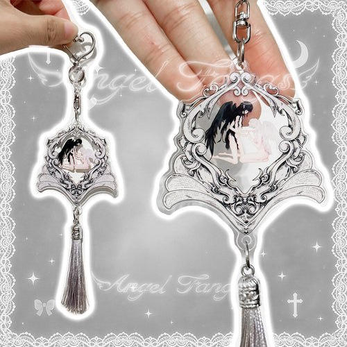 Angel & Demon Encounter Acrylic Pendant with Gothic Frame & Tassel