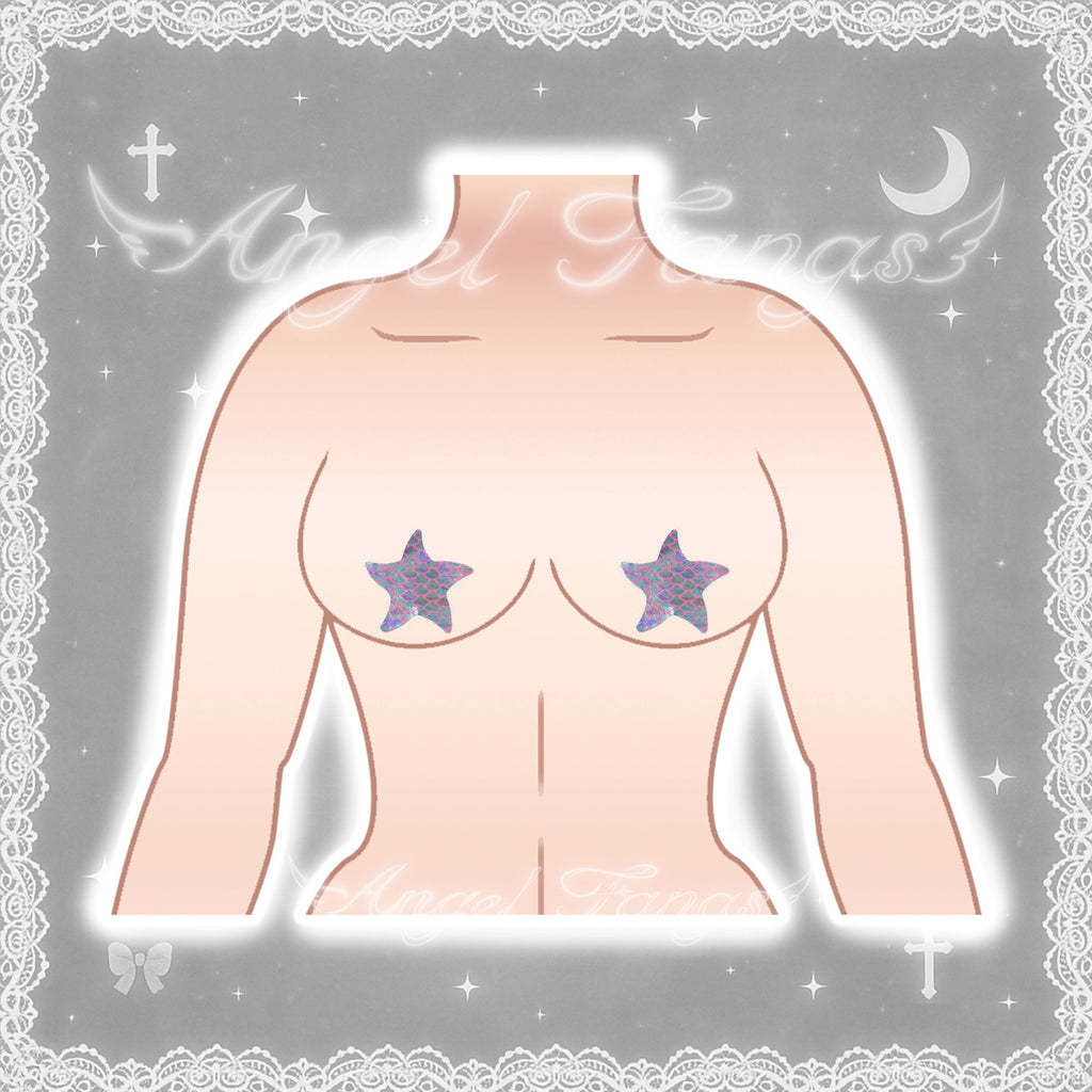 Mermaid Star Seashell Nipple Covers Sticker Pair