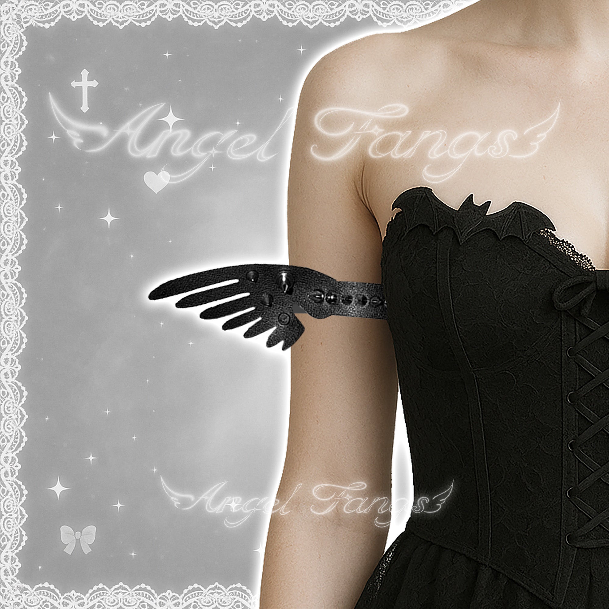 🖤Cute Little Devil Wing Rivets Arm Cuffs🖤Pair