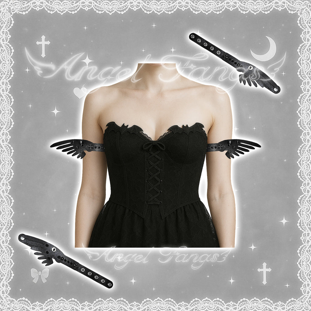 🖤Cute Little Devil Wing Rivets Arm Cuffs🖤Pair