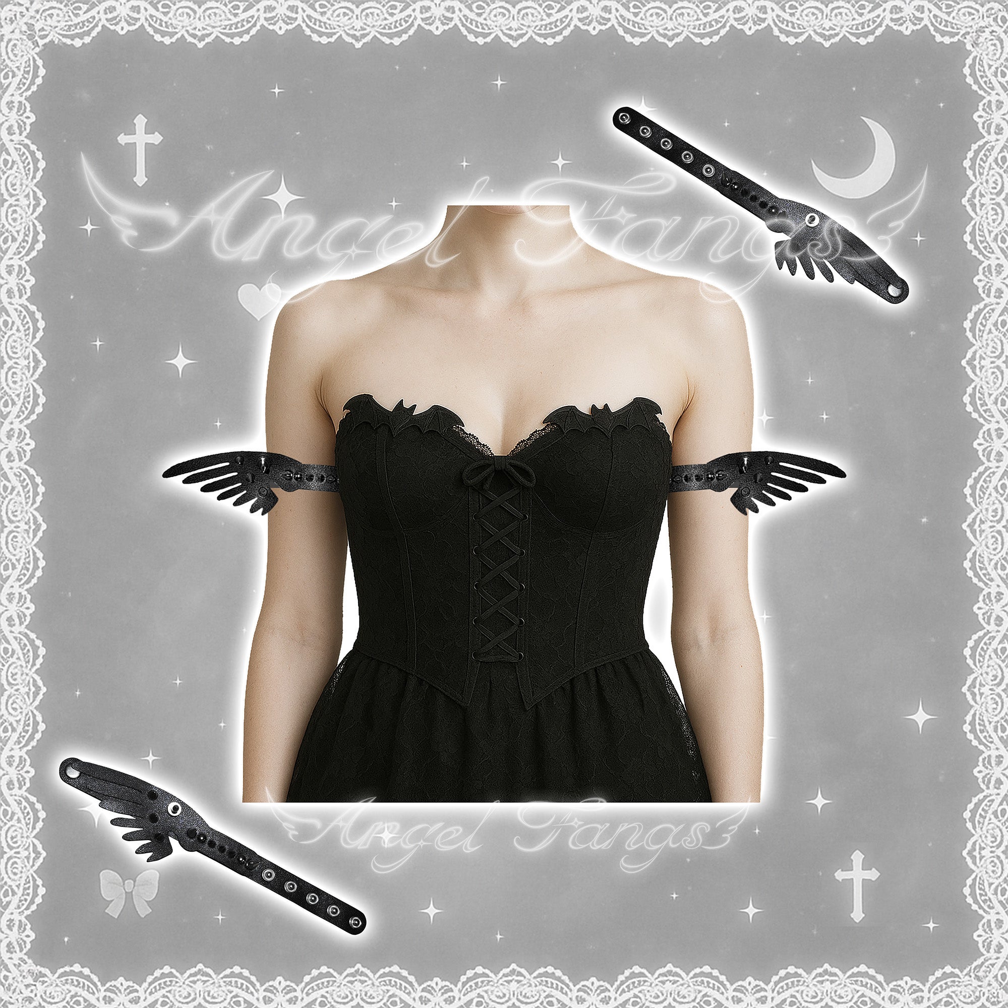 🖤Cute Little Devil Wing Rivets Arm Cuffs🖤Pair