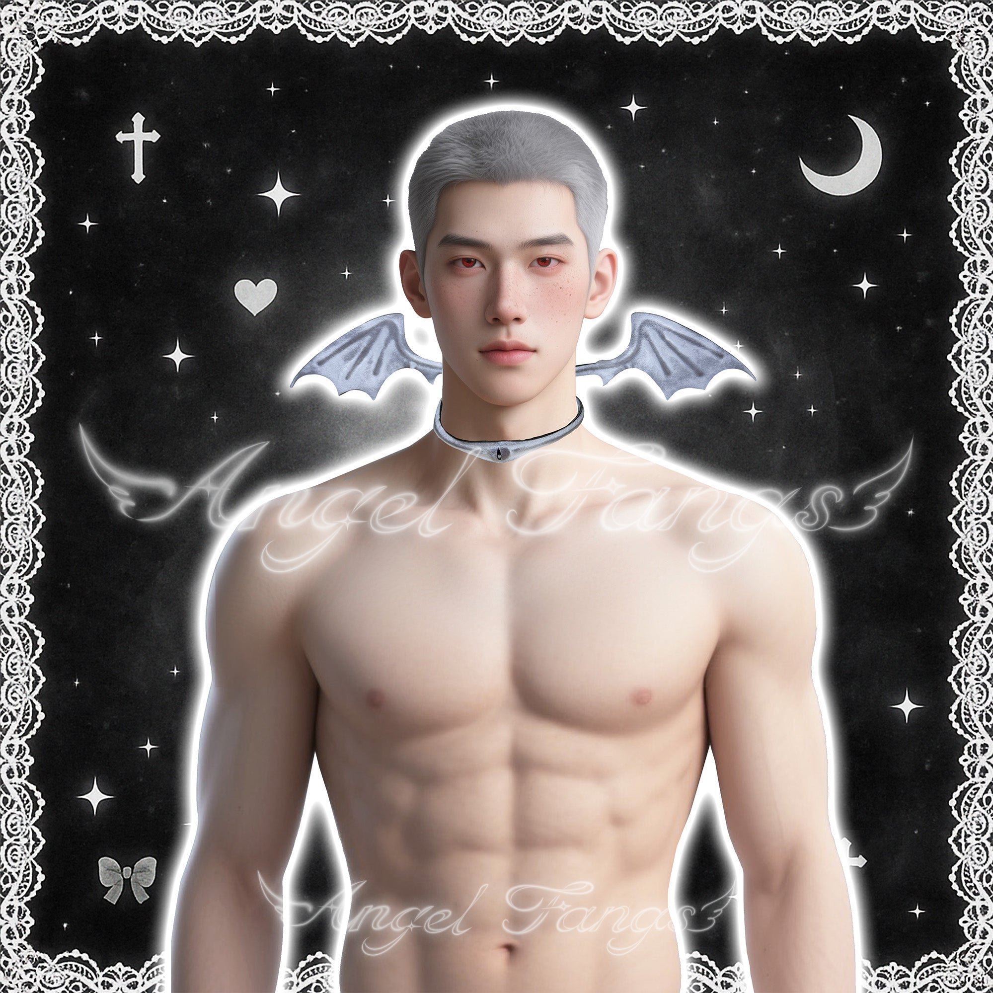 White Demon Eye Wing Wrap Choker