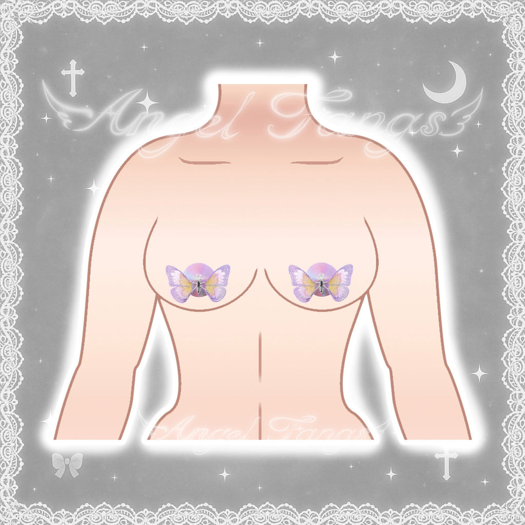 Aurora Violet Butterfly Nipple Covers Sticker Pair – Washable & Teusable