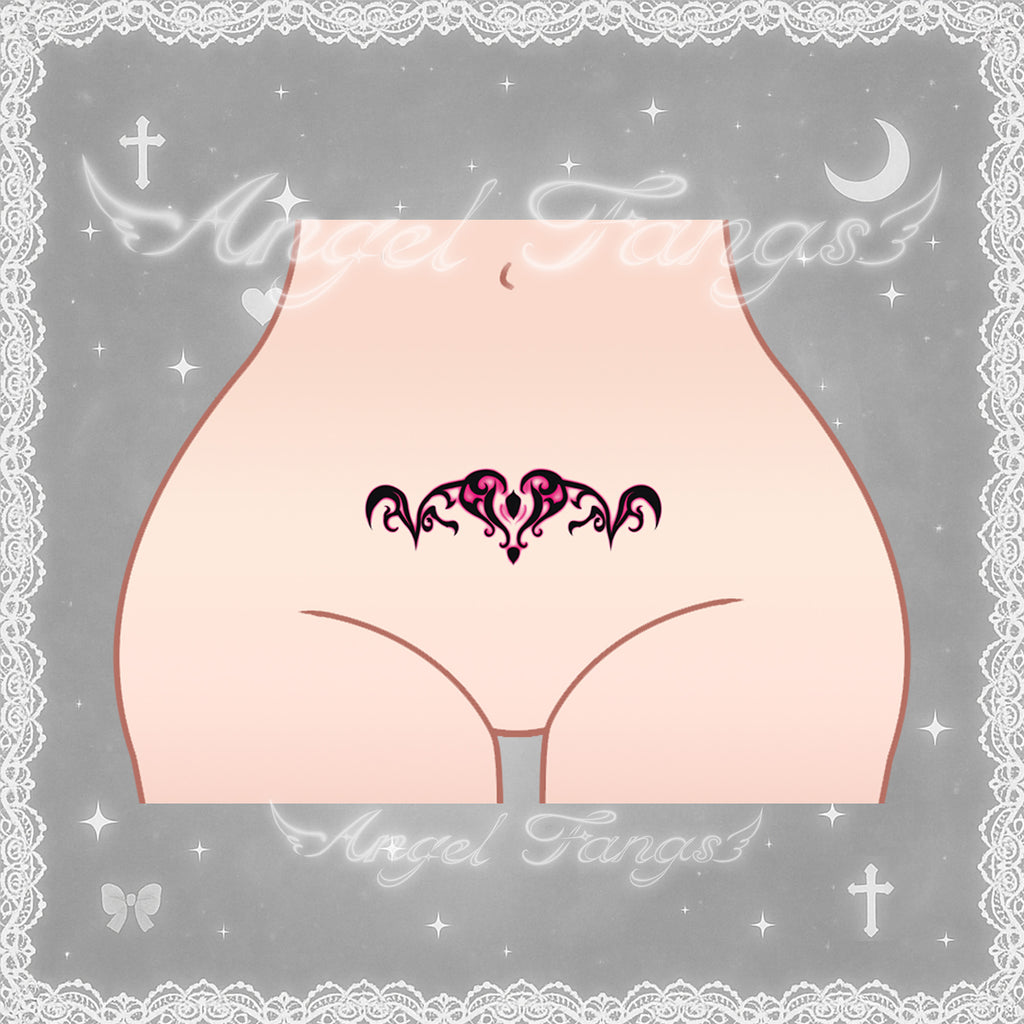 Succubus Black & Red Wing Curves Tattoo Sticker – 2 Pcs