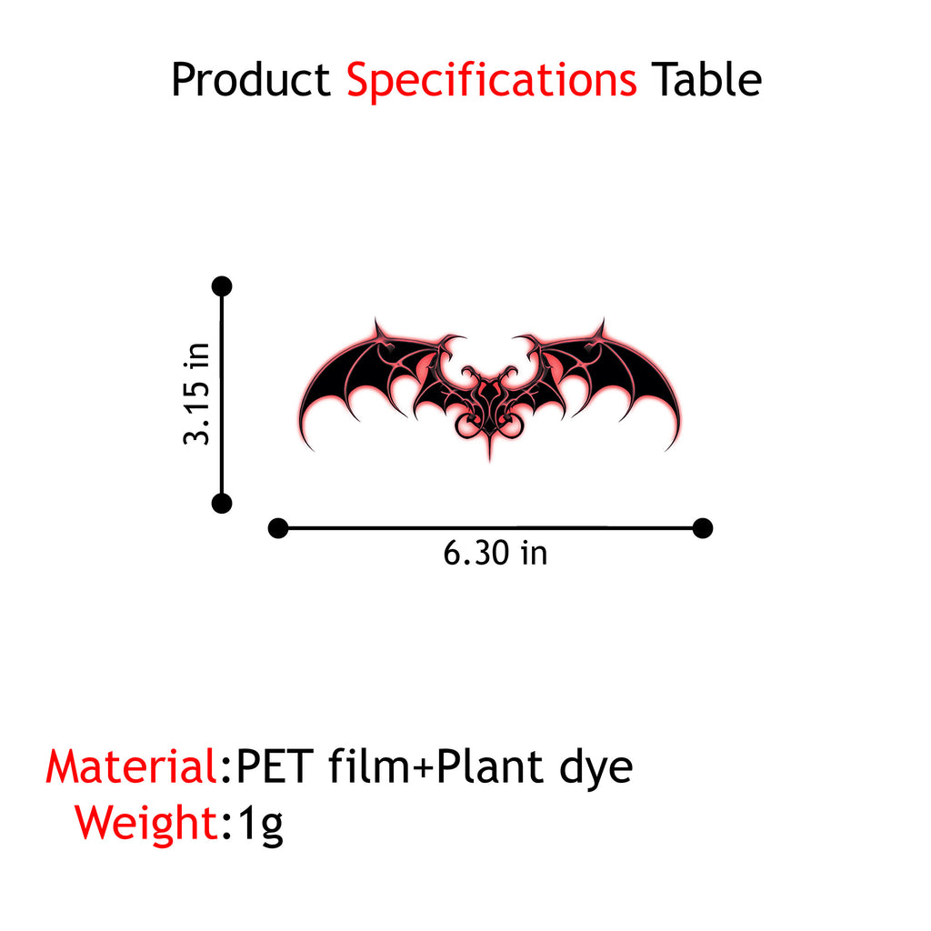 Succubus Dark Bat Wings Tattoo Sticker – 2 Pcs