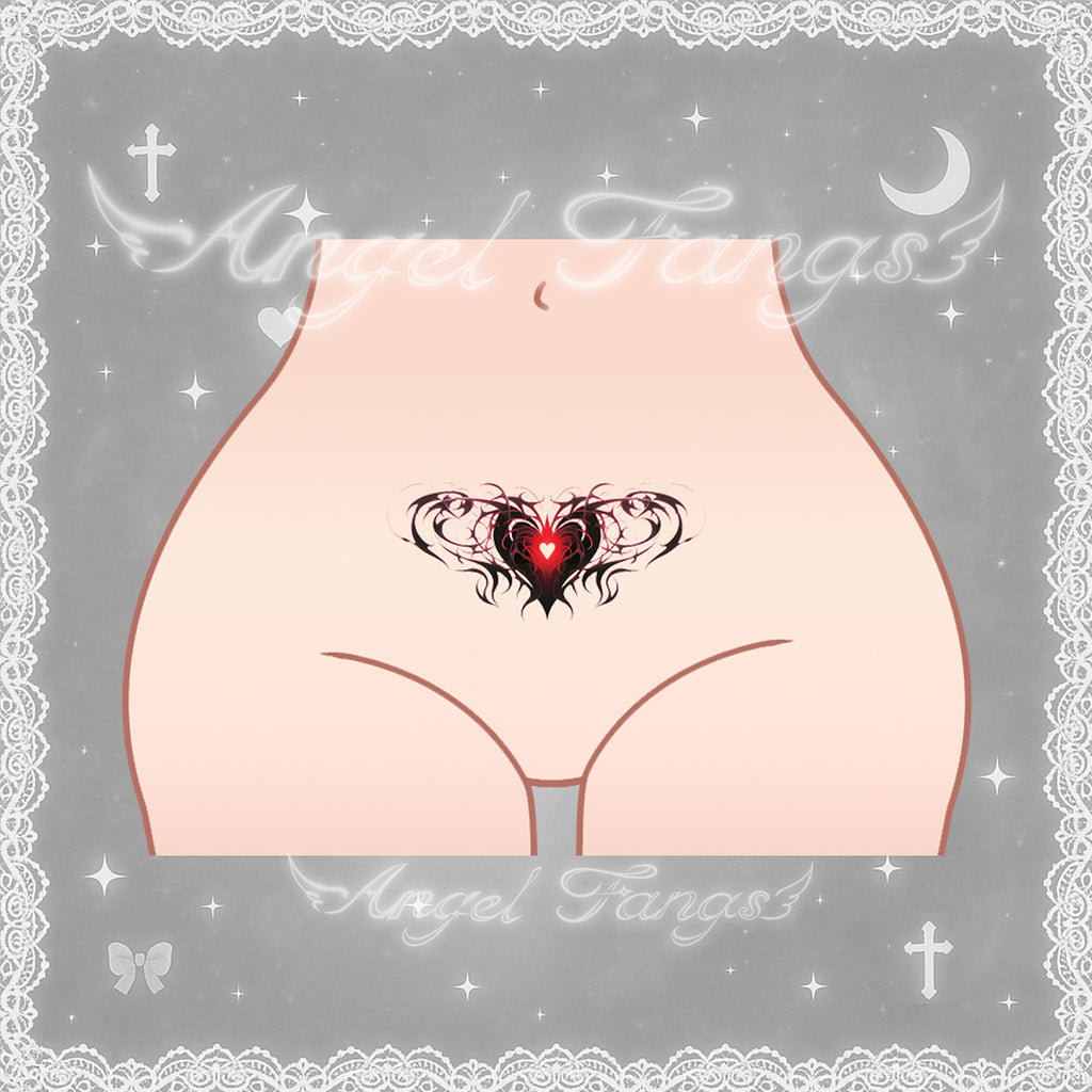 Succubus Heart Black and Red Tattoo Sticker - 2 Pcs