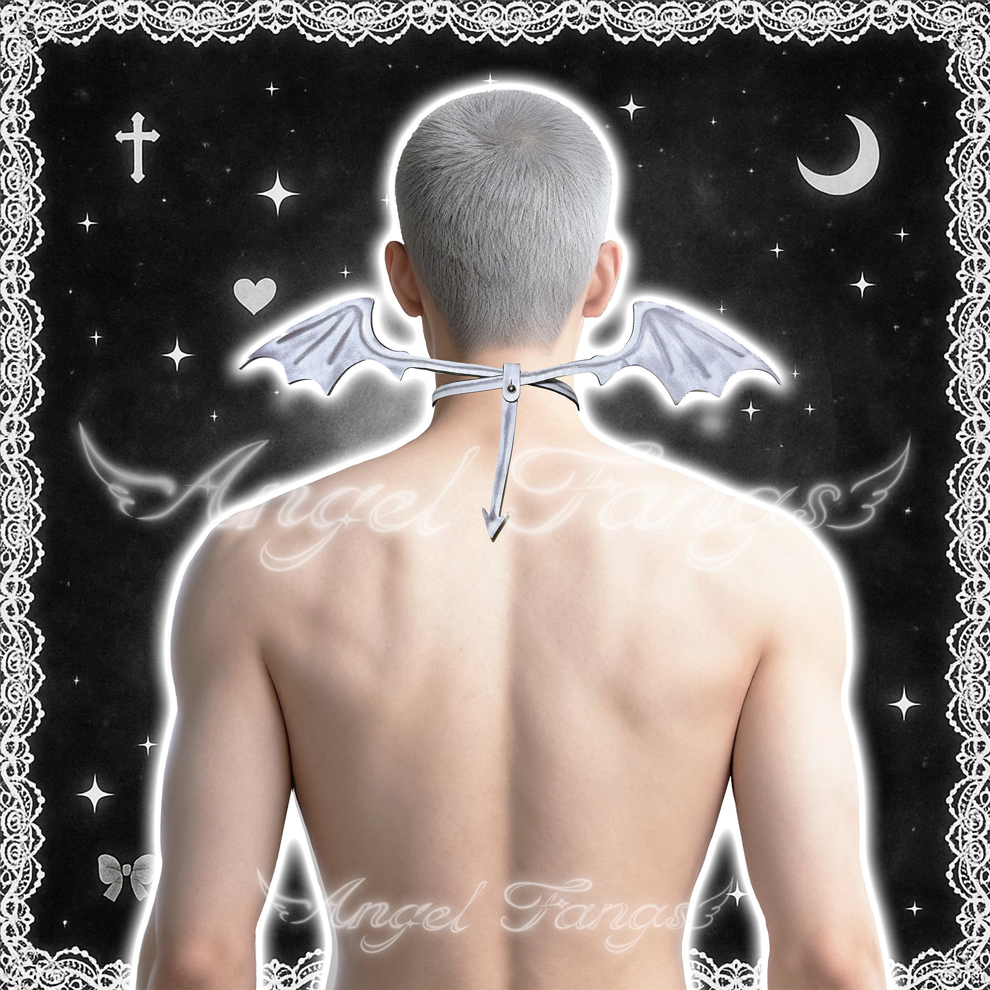 White Demon Eye Wing Wrap Choker