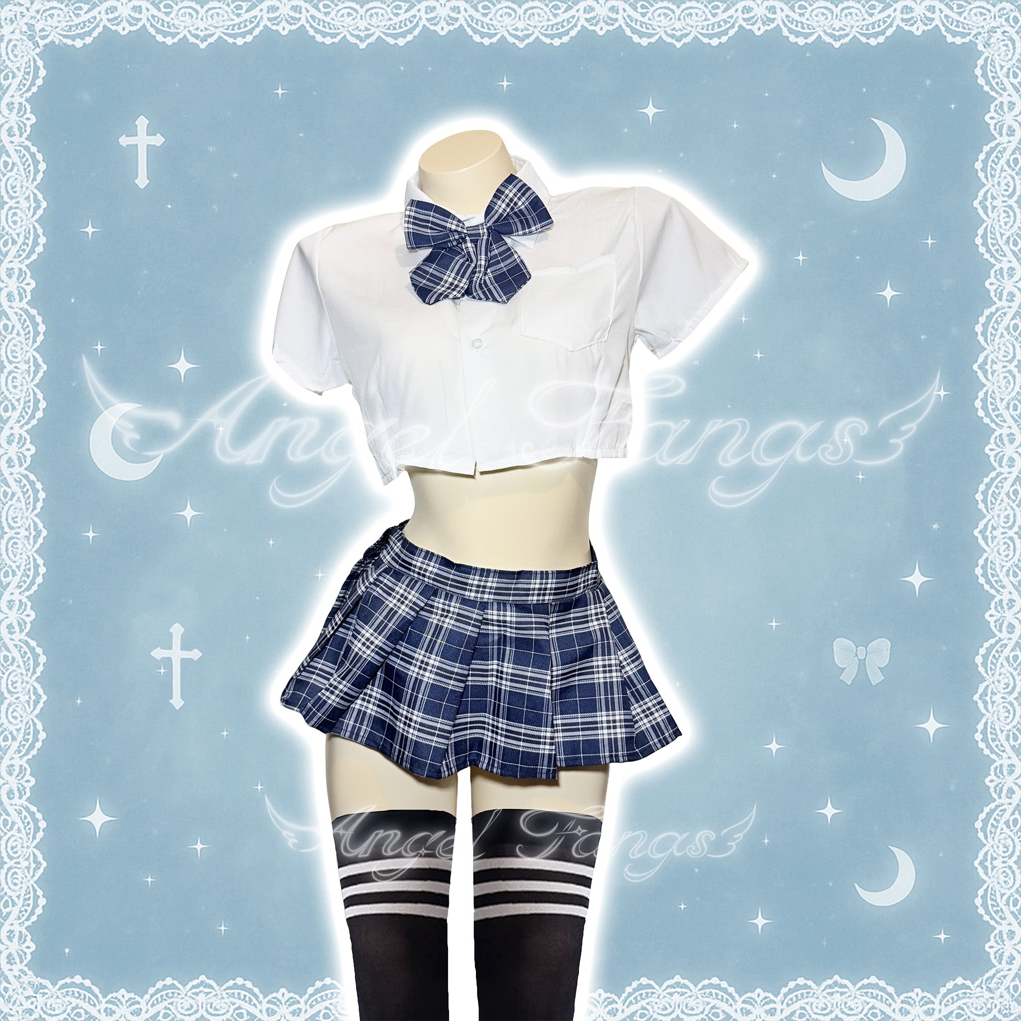 Youthful Joshi koukousei Cute School girl Uniform Set with Over-the-Knee Socks